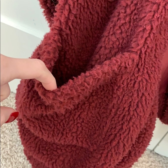 Zaful Red Teddy Coat - Picture 4 of 5